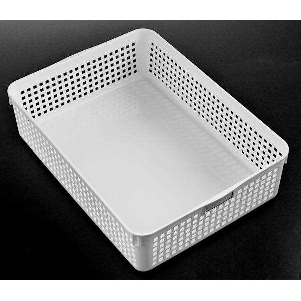 ネームバスケット A4サイズ収納可 ホワイト 24.4×33.2×高さ8.7cm