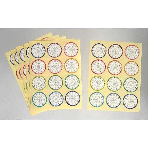 書き込めるシール とけい 72片入 (100円ショップ 100円均一 100均一 100均)