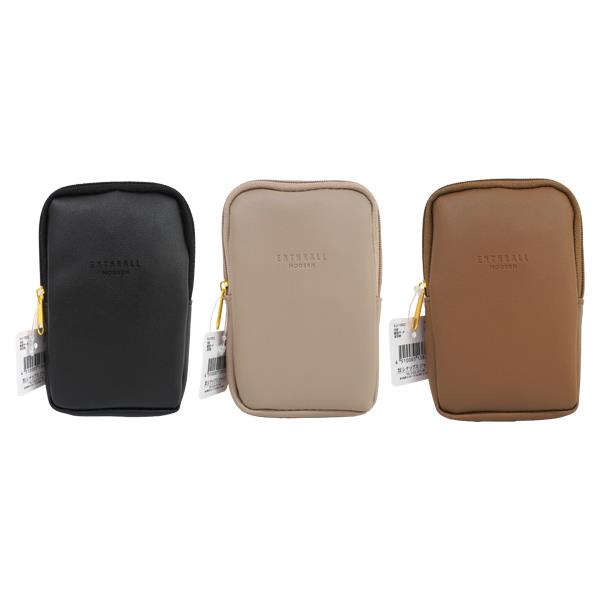 合皮縦型ポーチ 英字柄 12×7.5×マチ2.5cm ［色指定不可］ (100円ショップ 100円均一 100均一 100均)