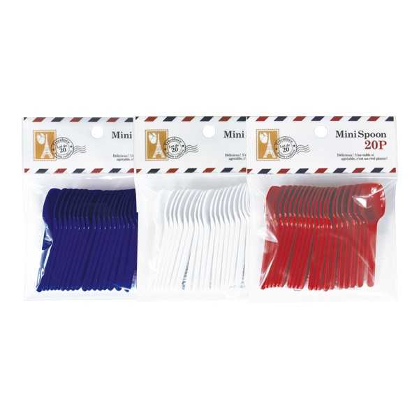 トリコロール ミニスプーン 20本入 ［色指定不可］ (100円ショップ 100円均一 100均一 100均)