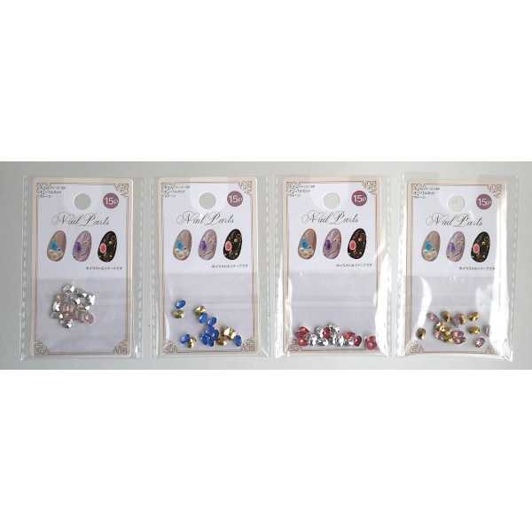 ネイルパーツ オーバルカットストーン 15個入 ［色指定不可］ (100円ショップ 100円均一 100均一 100均)