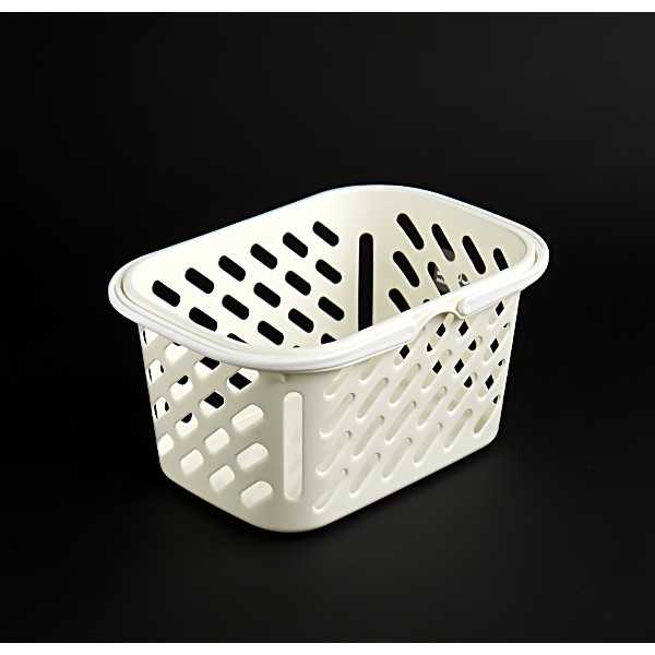 キュートバスケット 持ち手付 ホワイト 17.7×26.4×13.3cm (100円ショップ 100円均一 100均一 100均)