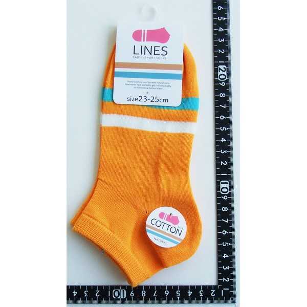 靴下 綿混2本ボーダー柄ショートソックス 23~25cm ［色指定不可］ (100円ショップ 100円均一 100均一 100均)