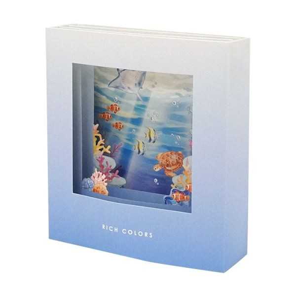 組み立てディスプレイ ワクワクアクアリウム柄 10×9×2.4cm (100円ショップ 100円均一 100均一 100均)