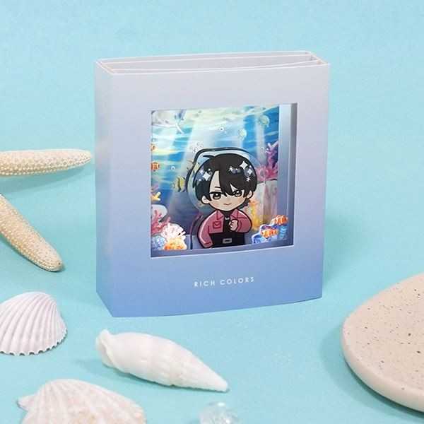 組み立てディスプレイ ワクワクアクアリウム柄 10×9×2.4cm (100円ショップ 100円均一 100均一 100均)