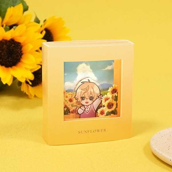 組み立てディスプレイ ひまわり柄 10×9×2.4cm (100円ショップ 100円均一 100均一 100均)