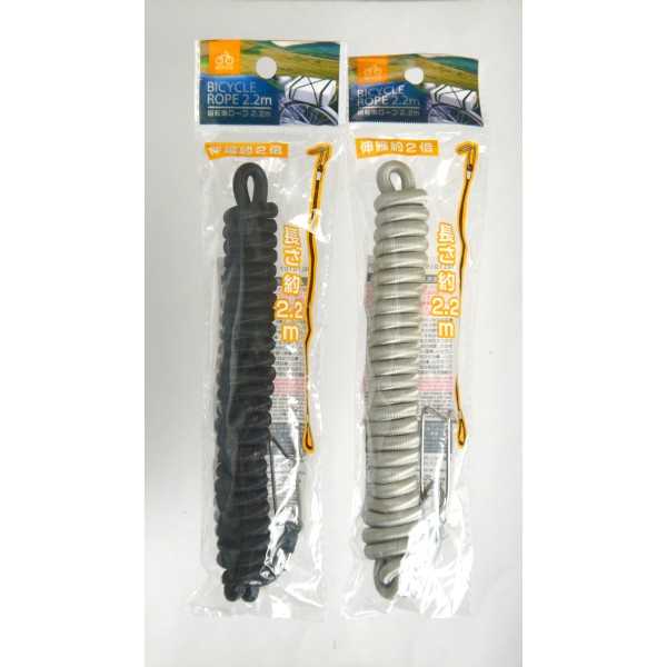 自転車ロープ フック付 2.2m ［色指定不可］ (100円ショップ 100円均一 100均一 100均)