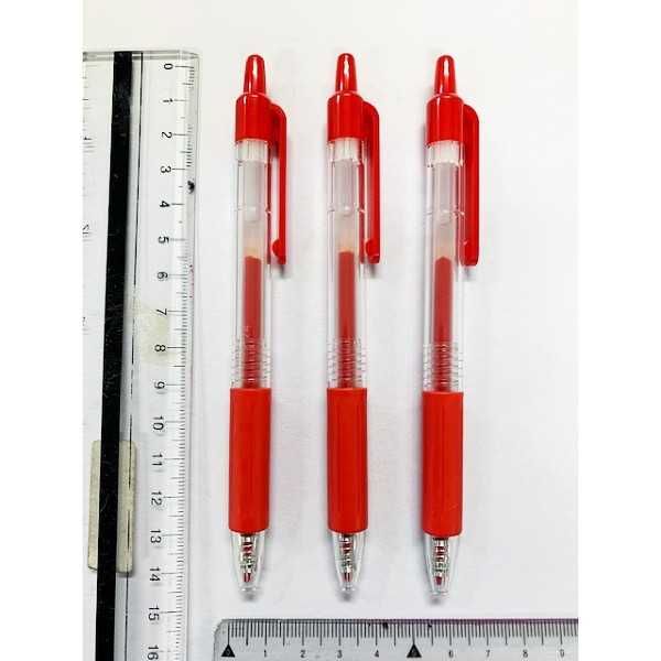 ゲルインクボールペン ノック式 赤 0.5mm 3本入 (100円ショップ 100円均一 100均一 100均)