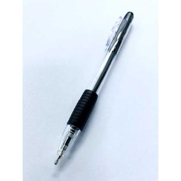 ノックボールペン 黒 ボール径0.7mm ラバーグリップ 5本入 (100円ショップ 100円均一 100均一 100均)