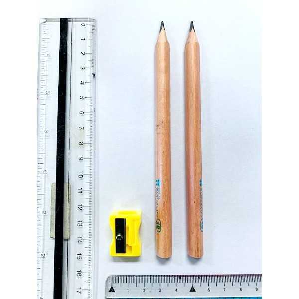 おけいこさんかくえんぴつ 4B 太軸タイプ 2本入 削り器付 (100円ショップ 100円均一 100均一 100均)