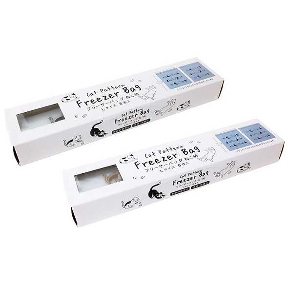 フリーザーバッグ ねこ柄 Lサイズ(28×27cm) 6枚入 ［色指定不可］ (100円ショップ 100円均一 100均一 100均)