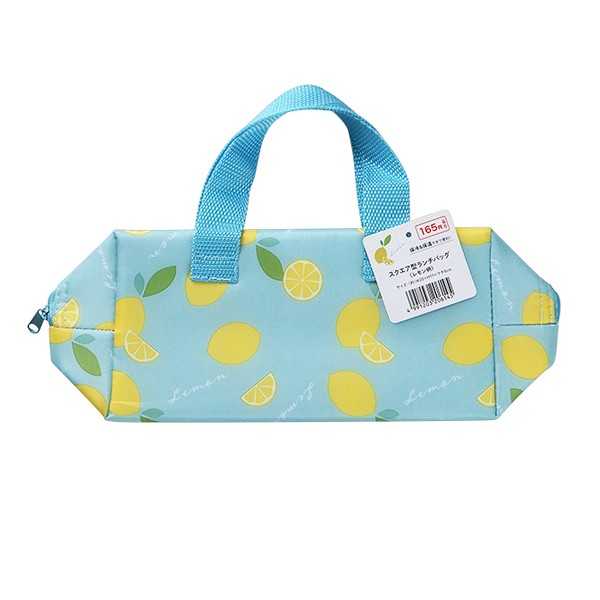 スクエア型ランチバッグ レモン柄 20×11×マチ8cm (100円ショップ 100円均一 100均一 100均)