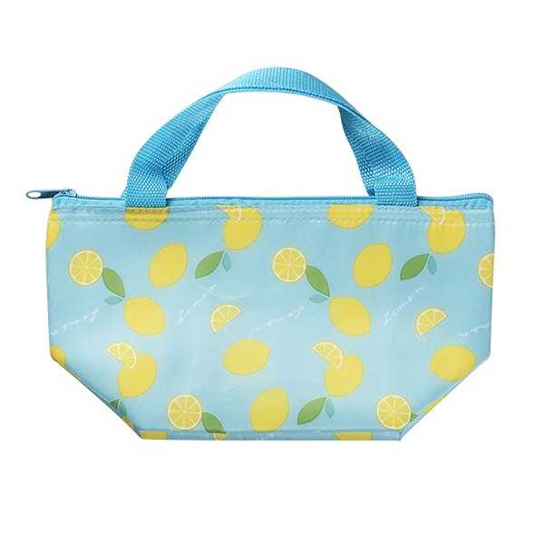舟形ランチバッグ レモン柄 27×15×マチ12cm (100円ショップ 100円均一 100均一 100均)
