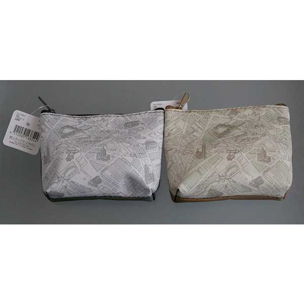 合皮マチ付ポーチ 地図柄 8×12×マチ3cm ［色柄指定不可］ (100円ショップ 100円均一 100均一 100均)