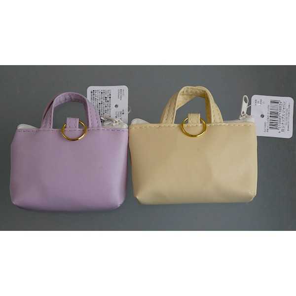 合皮ミニバッグ形ポーチ リング付 6×10×マチ2cm ［色指定不可］ (100円ショップ 100円均一 100均一 100均)