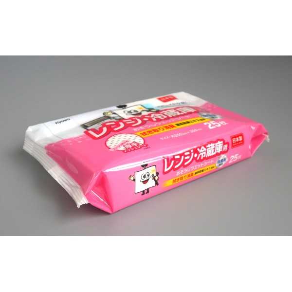 レンジ・冷蔵庫用お掃除ウェットシート 緑茶乾留エキス配合 20×30cm 25枚入 (100円ショップ 100円均一 100均一 100均)