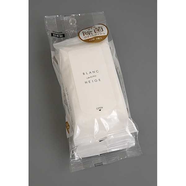 99%除菌ミニウェットティシュ 携帯用 ブラン 10枚×3個入 (100円ショップ 100円均一 100均一 100均)