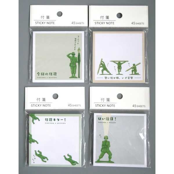付箋 トイソルジャー柄 7×7cm 45枚 ［色柄指定不可］ (100円ショップ 100円均一 100均一 100均)