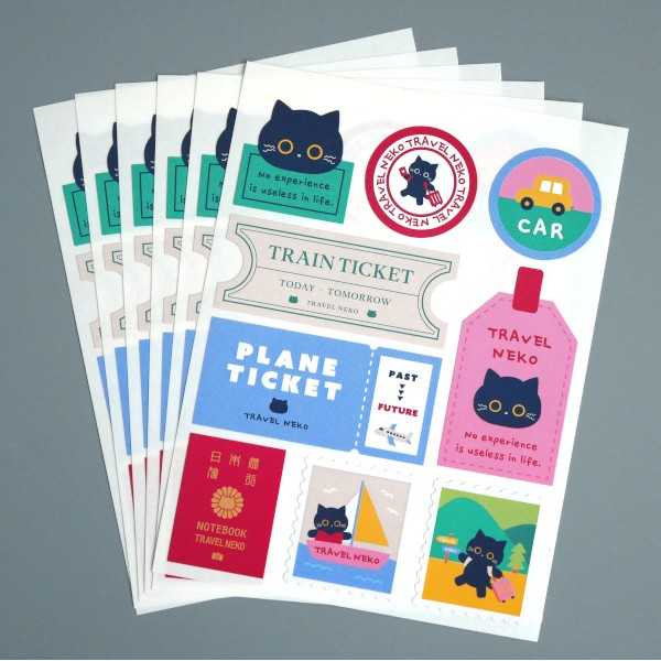 ダイカットシール トラベルネコ 54片入 (100円ショップ 100円均一 100均一 100均)