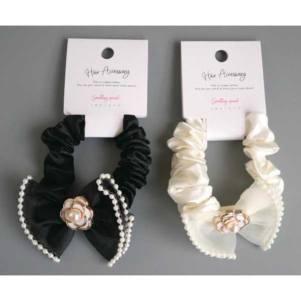 シアーリボンシュシュ ［色指定不可］ (100円ショップ 100円均一 100均一 100均)