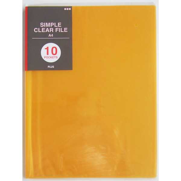 PLUSシンプルクリアファイル A4 オレンジ 10ポケット