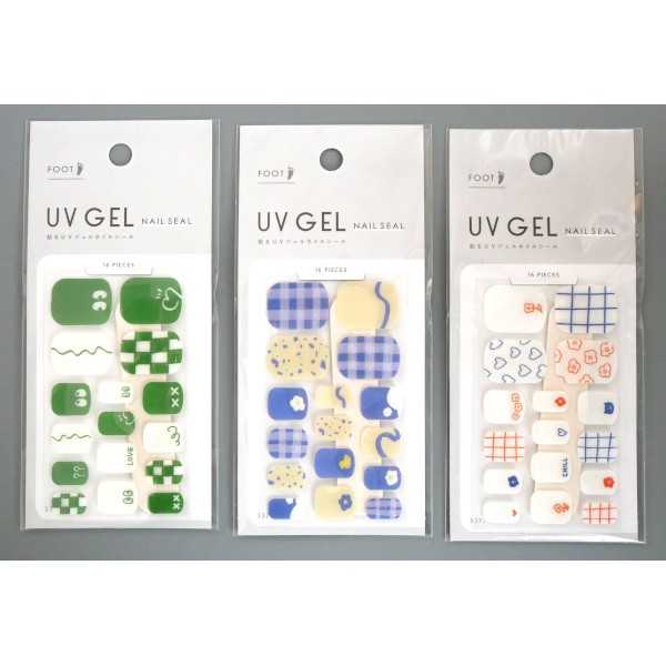 ジェルネイルシール 足用 2411FSS-チアフル 16片入 爪やすり付 ［色柄指定不可］ (100円ショップ 100円均一 100均一 100均)