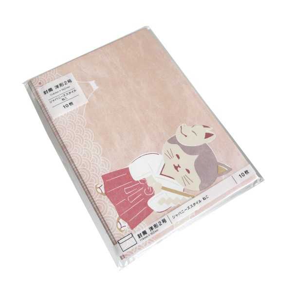 封筒 洋形2号 ジャパニーズスタイル ねこ 10枚入 ［色柄指定不可］ (100円ショップ 100円均一 100均一 100均)...