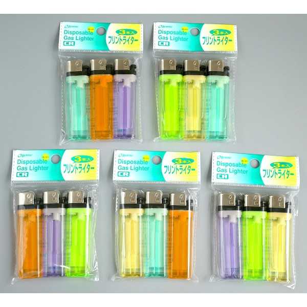 使い切りフリントライター 3本入 ［色指定不可］ (100円ショップ 100円均一 100均一 100均)