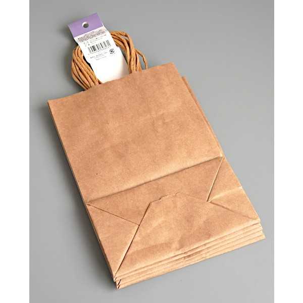 クラフト紙バッグ S(15×21×マチ8cm) 5枚入 (100円ショップ 100円均一 100均一 100均)