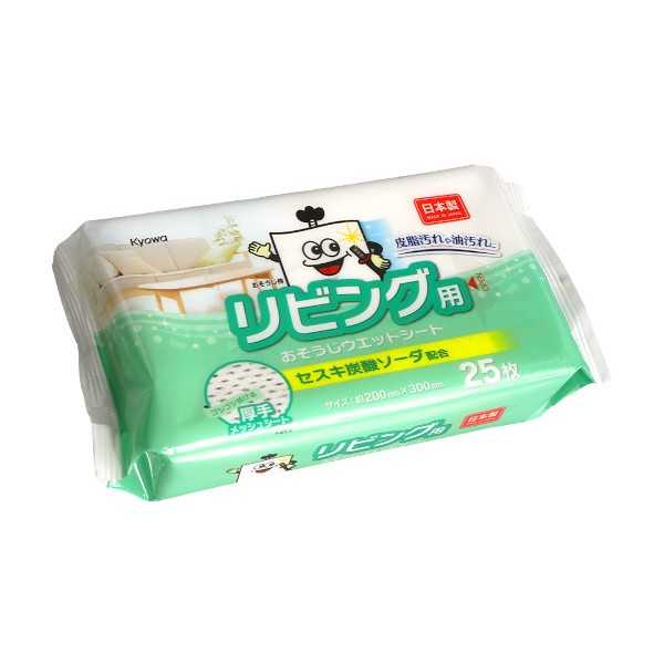 リビング用おそうじウェットシート セスキ炭酸ソーダ配合 おそうじ侍 20×30cm 25枚入 (100円ショップ 100円均一 100均一 100均)
