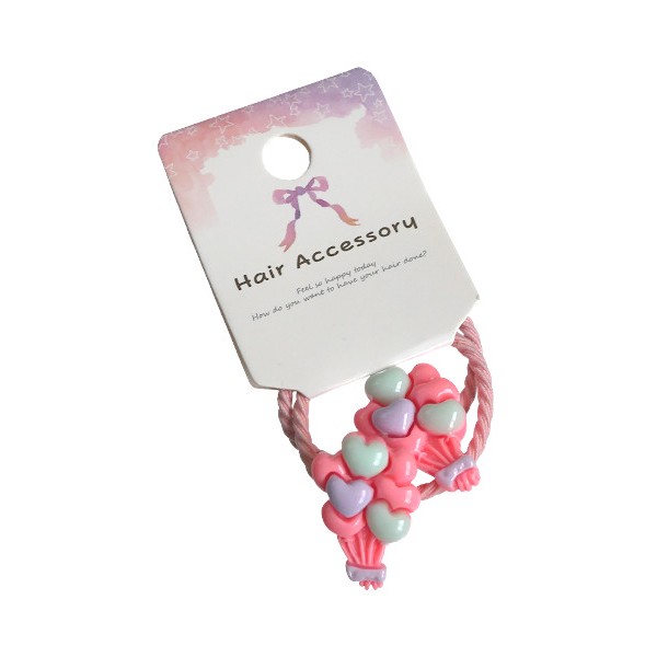 ヘアゴム バルーンハート 2個入 ［色指定不可］ (100円ショップ 100円均一 100均一 100均)