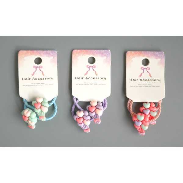 ヘアゴム バルーンハート 2個入 ［色指定不可］ (100円ショップ 100円均一 100均一 100均)