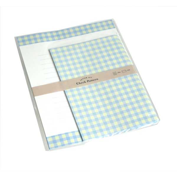 レターセット チェックパターン 便箋8枚/封筒4枚入 ［色指定不可］ (100円ショップ 100円均一 100均一 ..