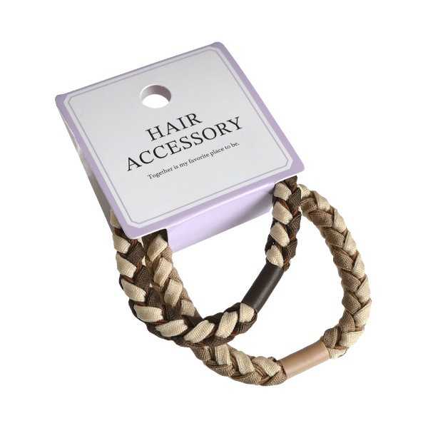 リングゴム クロス編み 2個入 ［色指定不可］ (100円ショップ 100円均一 100均一 100均)