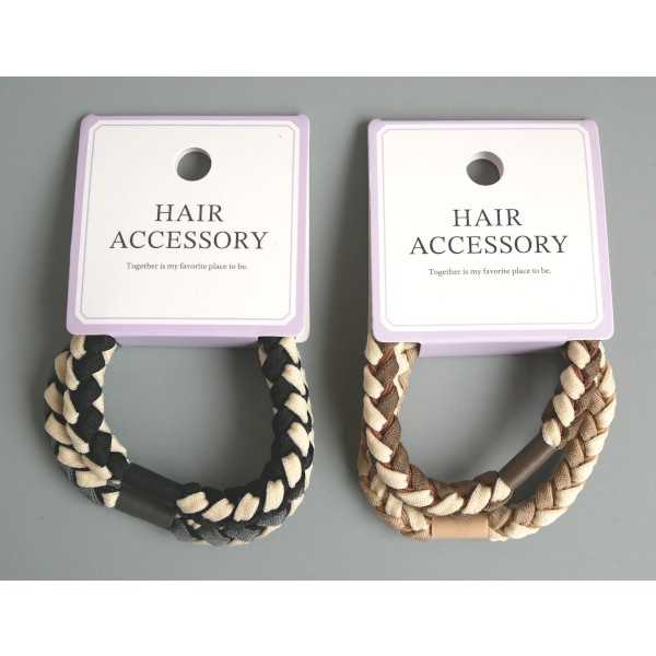 リングゴム クロス編み 2個入 ［色指定不可］ (100円ショップ 100円均一 100均一 100均)