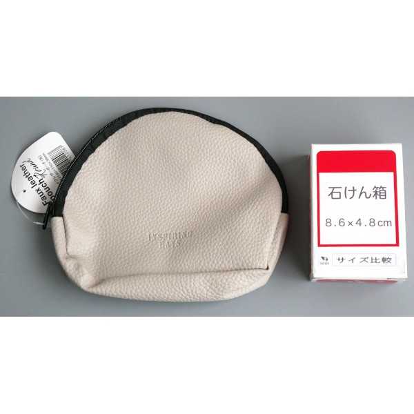 フェイクレザーポーチ 丸 14×11×マチ3cm ［色指定不可］ (100円ショップ 100円均一 100均一 100均)