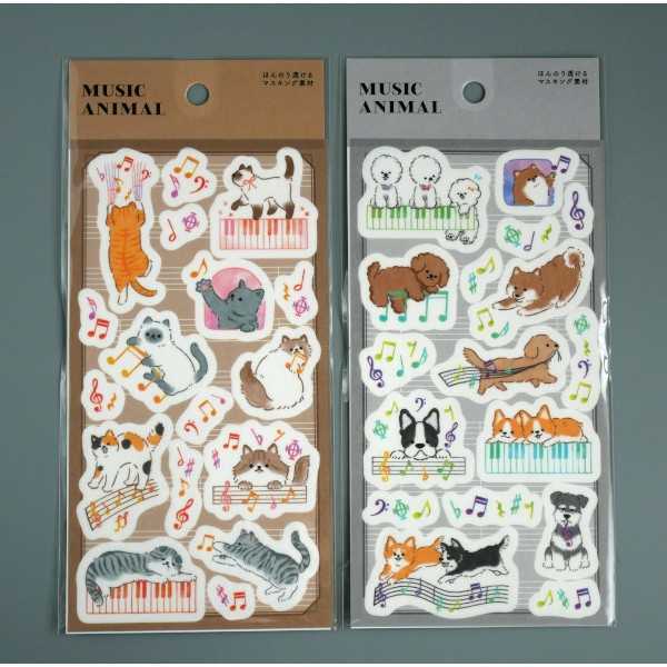 コレクションシール 音楽と動物柄 ［色柄指定不可］ (100円ショップ 100円均一 100均一 100均)