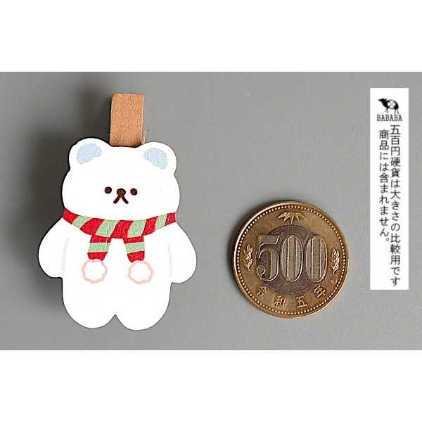 ウッドクリップ クリスマスくま柄 2個入 ［色柄指定不可］ (100円ショップ 100円均一 100均一 100均)