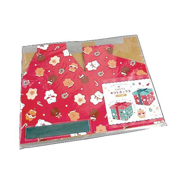 ギフトボックス クリスマスクマ柄 18×19×18cm ［色柄指定不可］ (100円ショップ 100円均一 100均一 100均)