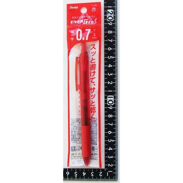 ゲルインキボールペン エナージェルエス ボール径0.7mm 赤 レッド軸 (100円ショップ 100円均一 100均一 100均)