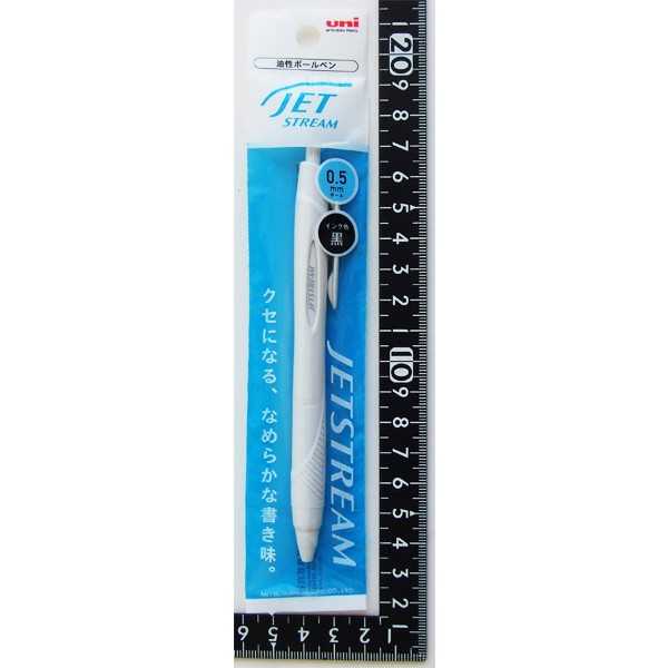 油性ボールペン ジェットストリーム ボール径0.5mm 黒 ライトグレー (100円ショップ 100円均一 100均一 100均)