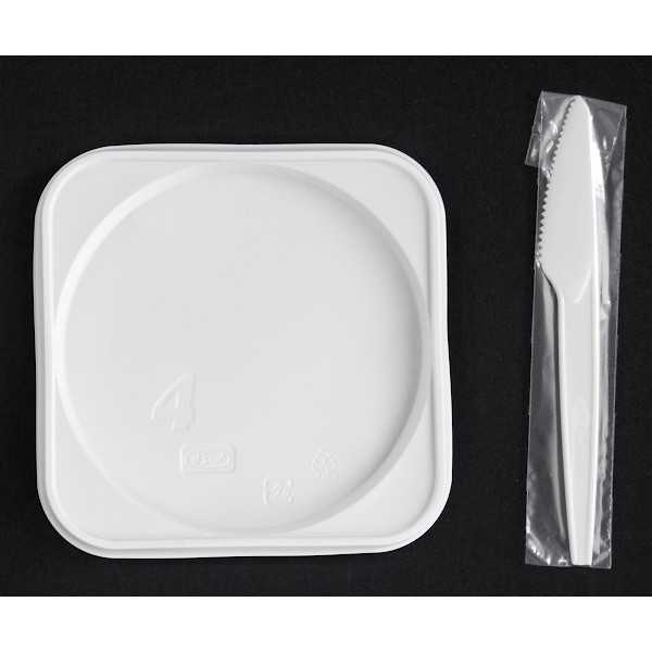 ケーキトレイ 4号 14×14cm ナイフ付 (100円ショップ 100円均一 100均一 100均)