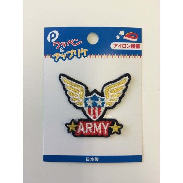 アップリケ アメリカン パターンA 5．1×4．5cm アイロン接着 (100円ショップ 100円均一 100均一 100均)