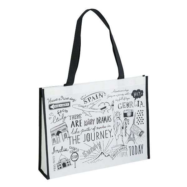 不織布バッグ　L（縦32×横42×マチ9cm）　イラスト　［色柄指定不可］