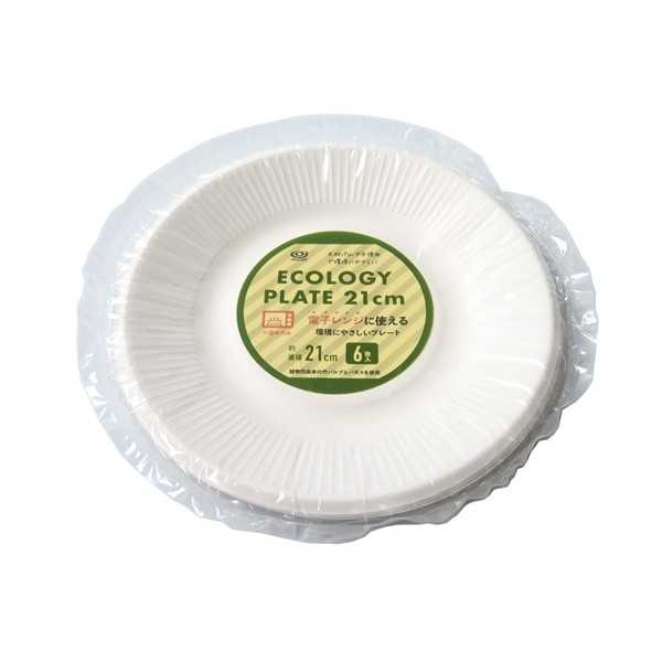 電子レンジに使える環境にやさしいプレート 直径21cm 6枚入 (100円ショップ 100円均一 100均一 100均)