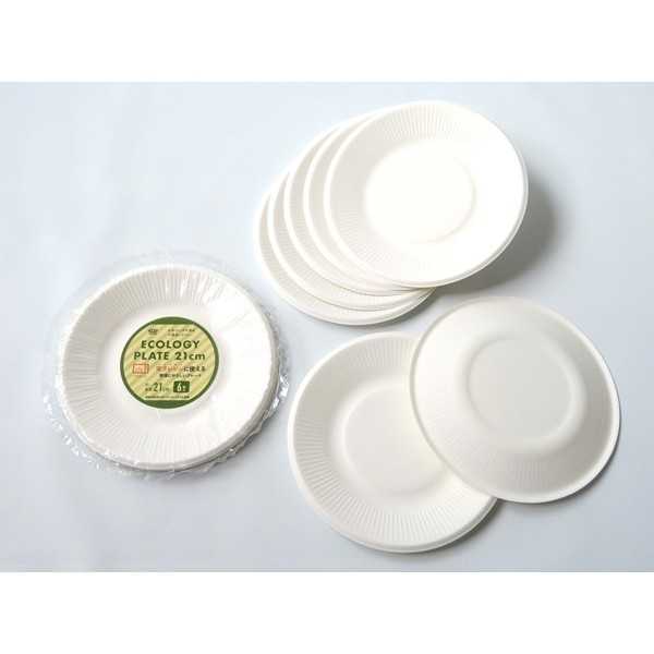 電子レンジに使える環境にやさしいプレート 直径21cm 6枚入 (100円ショップ 100円均一 100均一 100均)