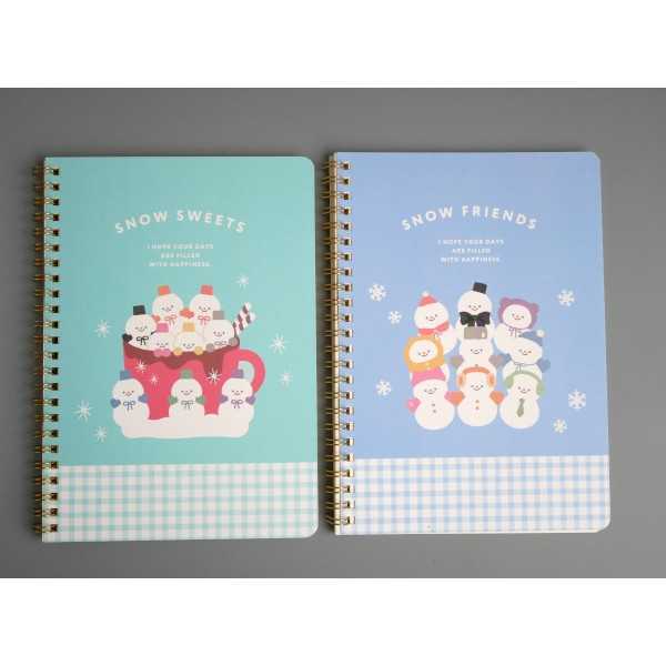 A5 Wリングノート A罫 スノーフレンズ柄 50枚 ［色柄指定不可］ (100円ショップ 100円均一 100均一 100均)