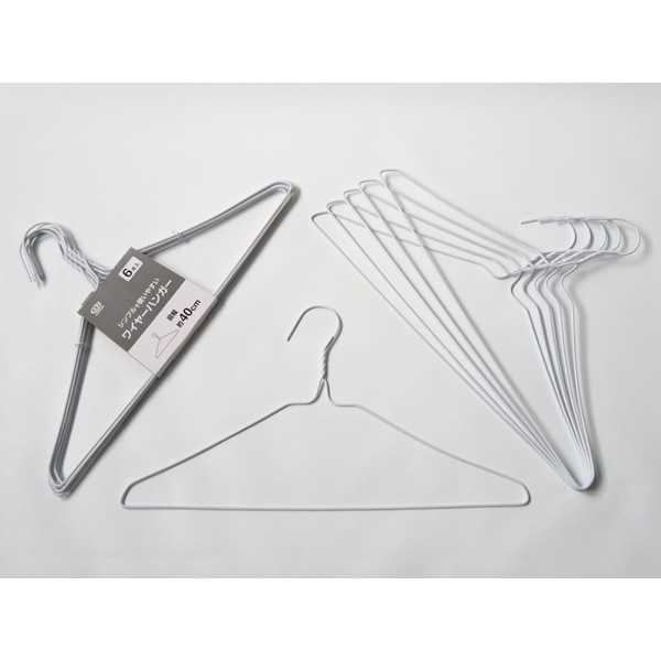 ワイヤーハンガー ホワイト 40cm 6本入 (100円ショップ 100円均一 100均一 100均)