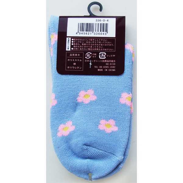 靴下 綿混口ゴム緩い花柄パイルソックス 23~25cm ［色指定不可］ (100円ショップ 100円均一 100均一 100均)