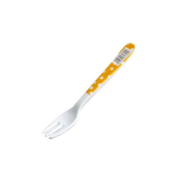 メラミンフォーク カラードット イエロー 13.7cm ※訳あり品
